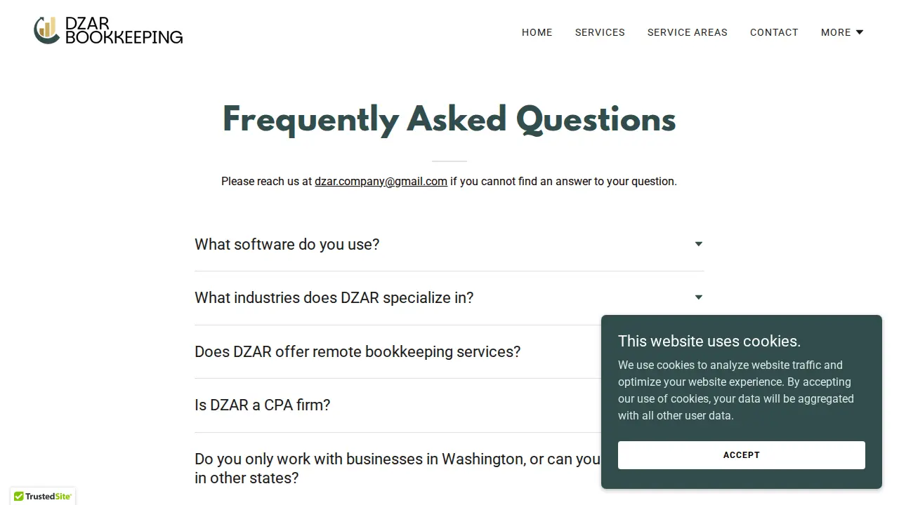 DZAR Bookkeeping page