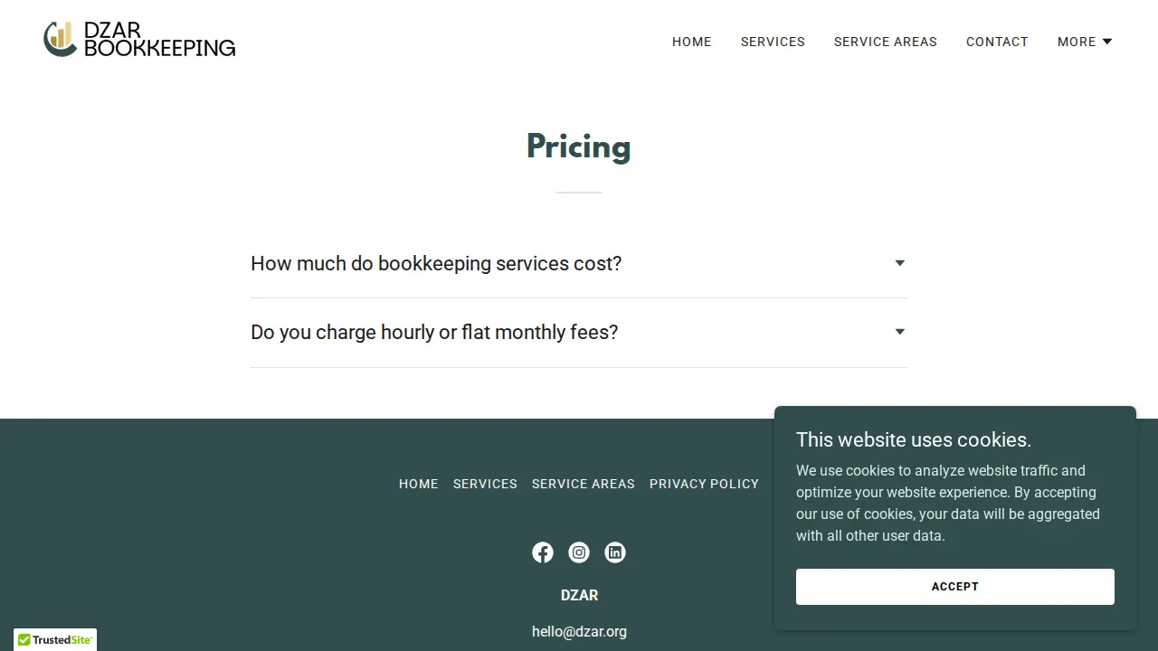 DZAR Bookkeeping page