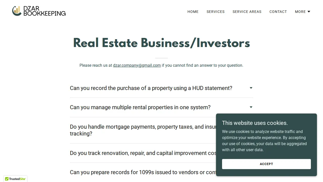 DZAR Bookkeeping page
