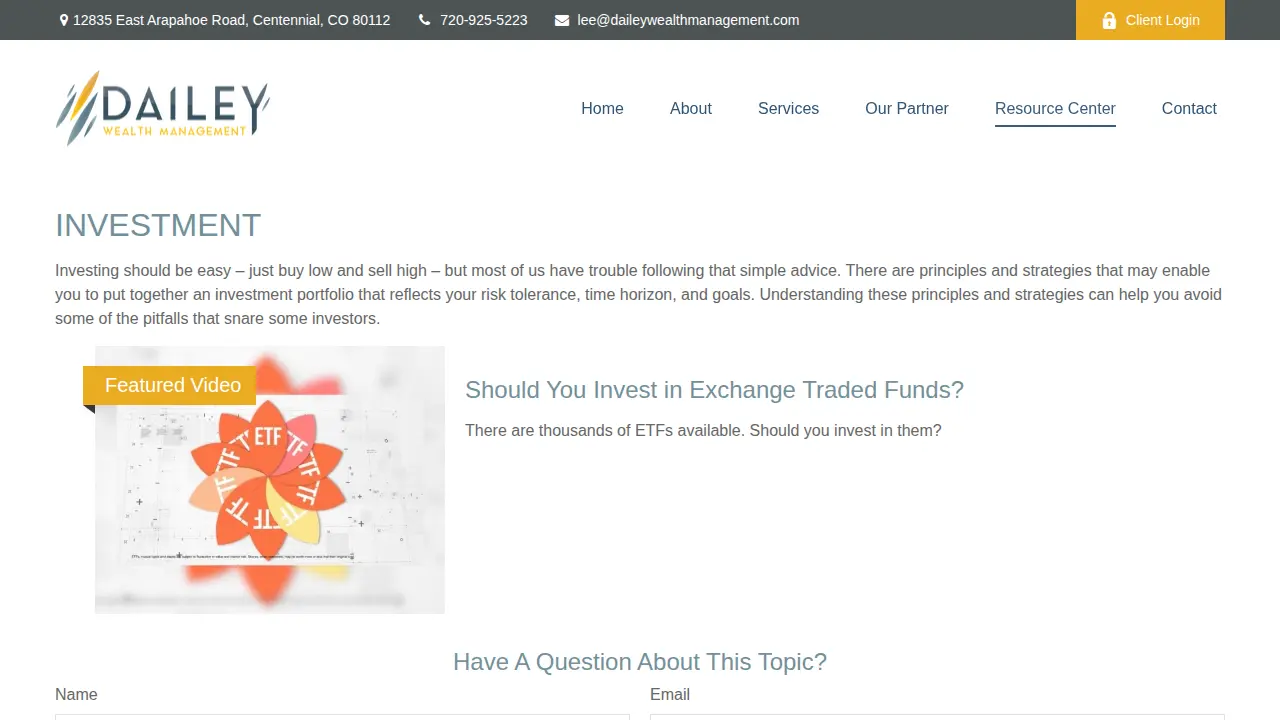 Dailey Wealth Management page