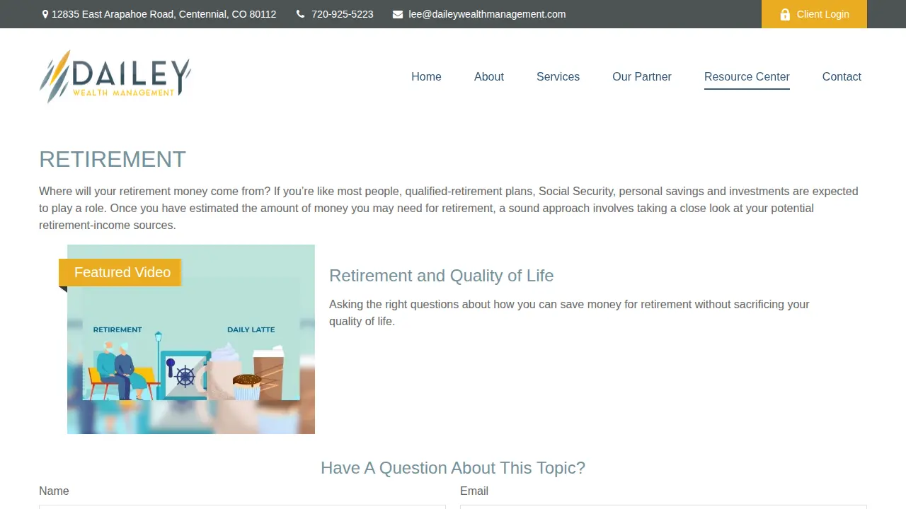 Dailey Wealth Management page