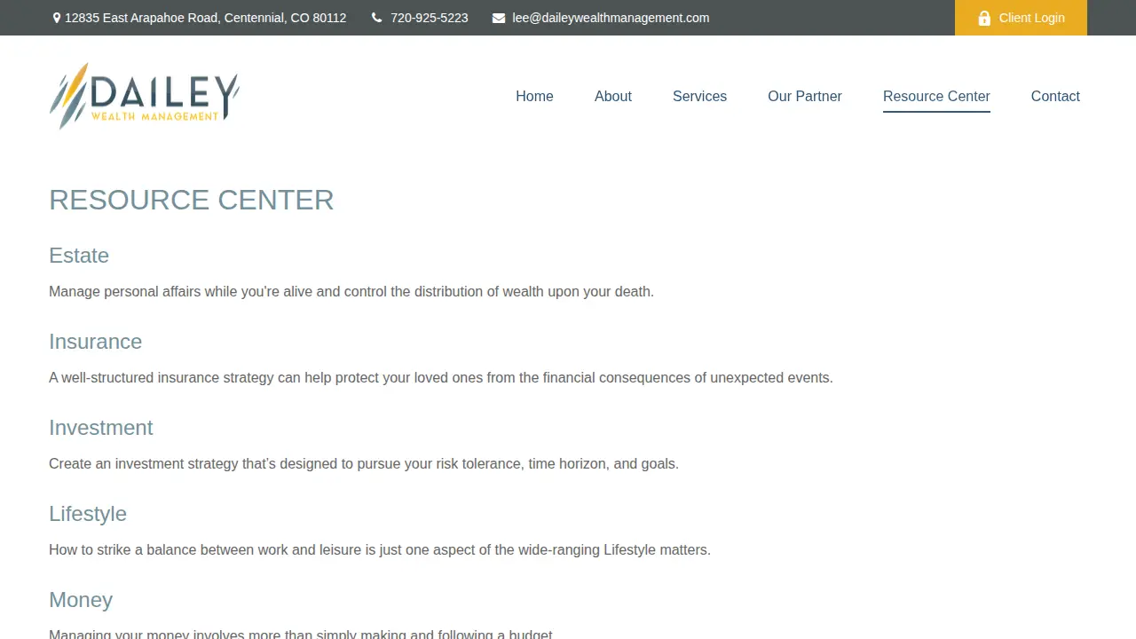 Dailey Wealth Management page