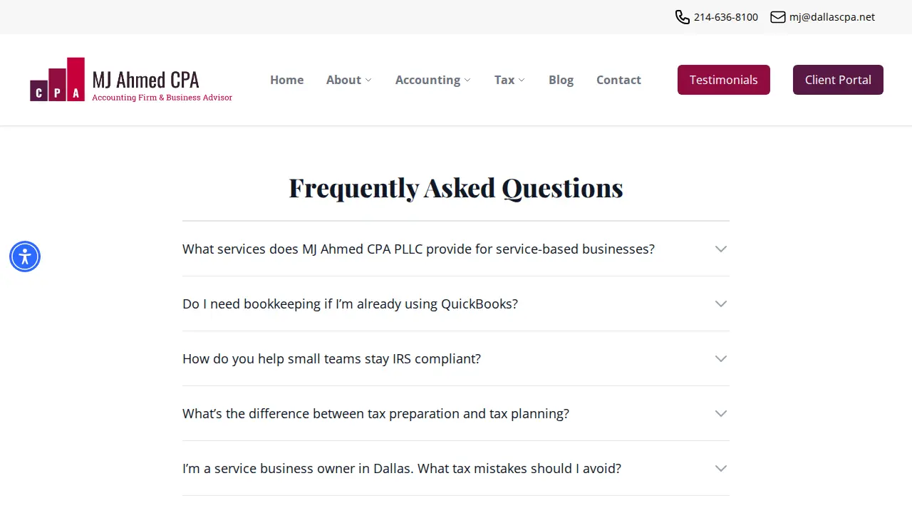 MJ Ahmed CPA page
