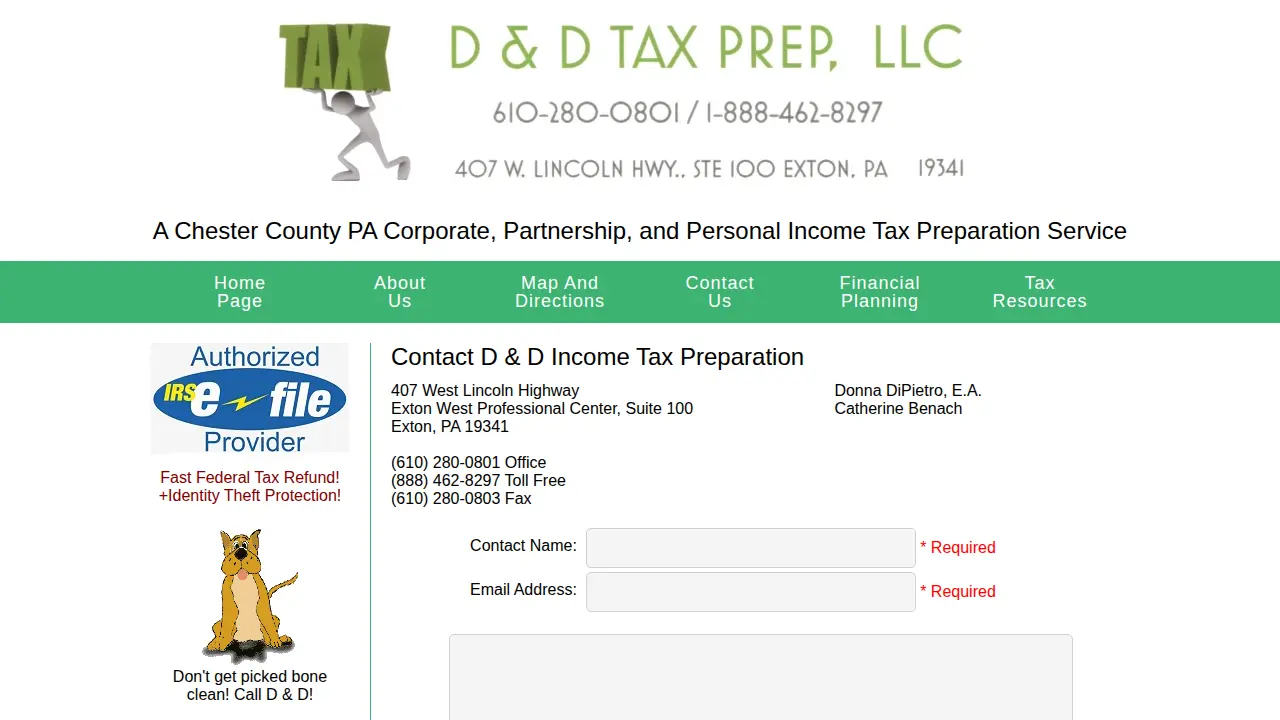 DC/ D and D Tax Prep page