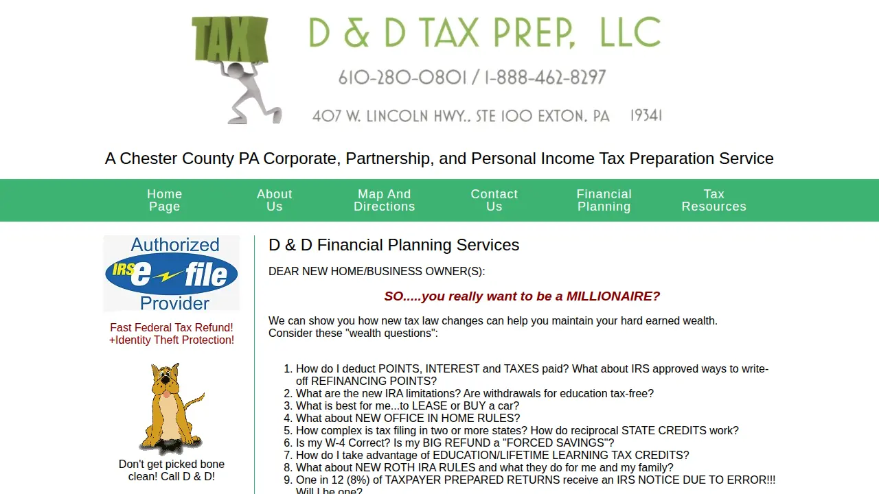 DC/ D and D Tax Prep page