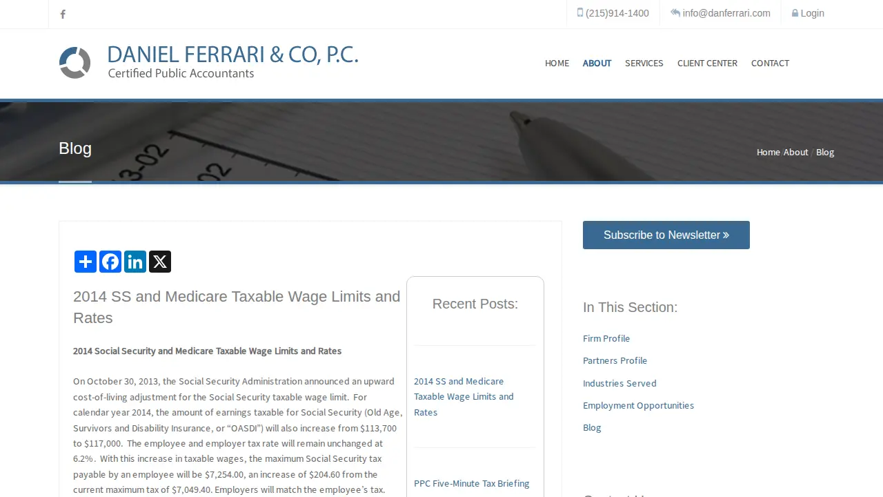 Daniel Ferrari & Co PC page
