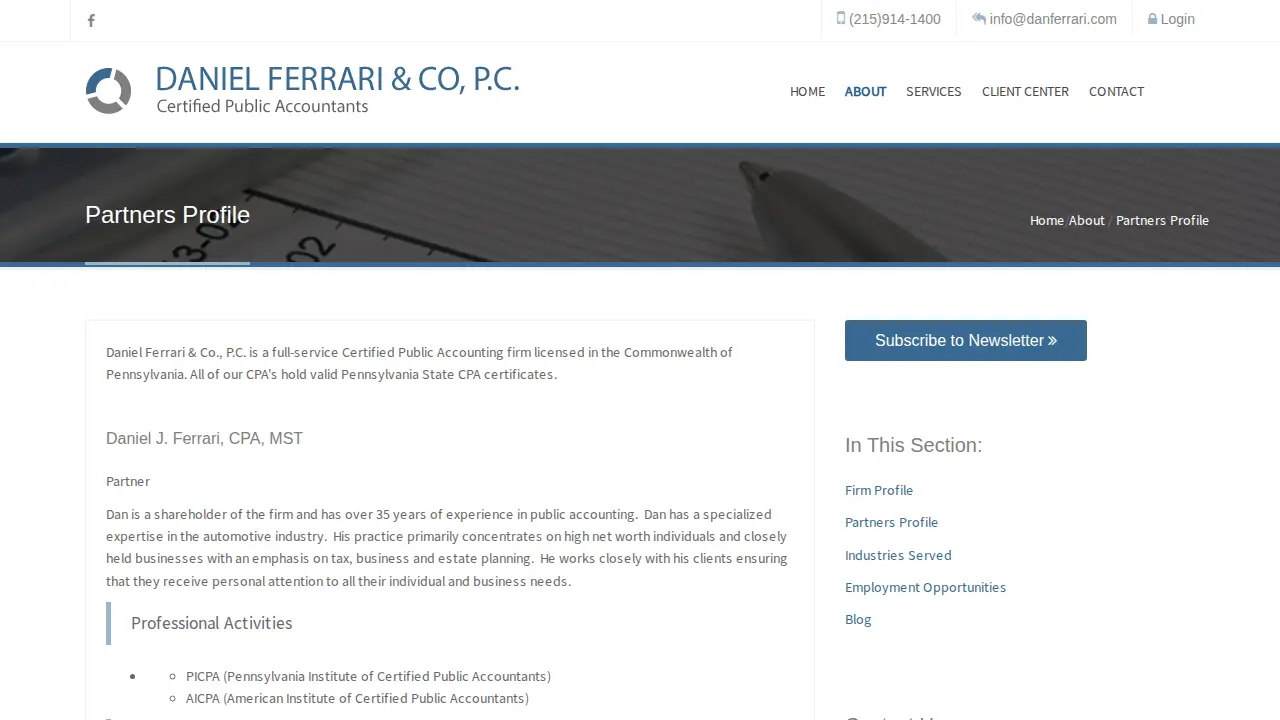 Daniel Ferrari & Co PC page