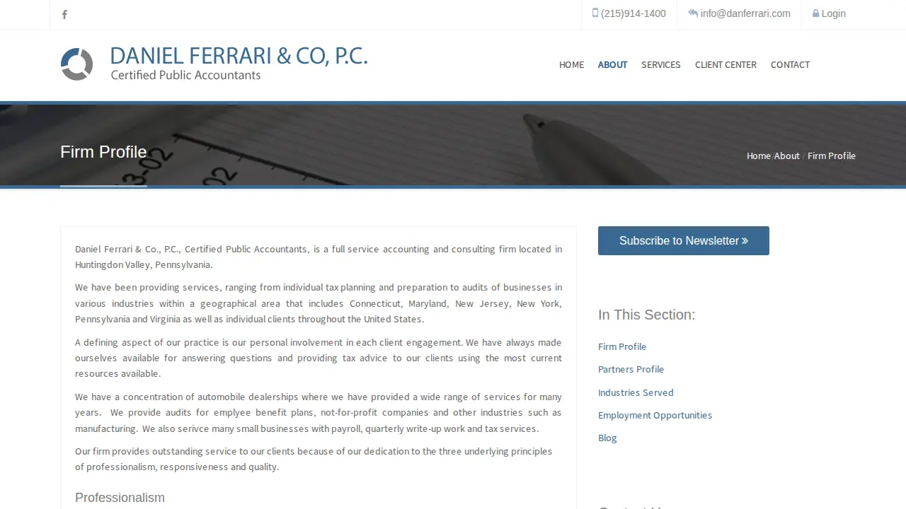 Daniel Ferrari & Co PC page