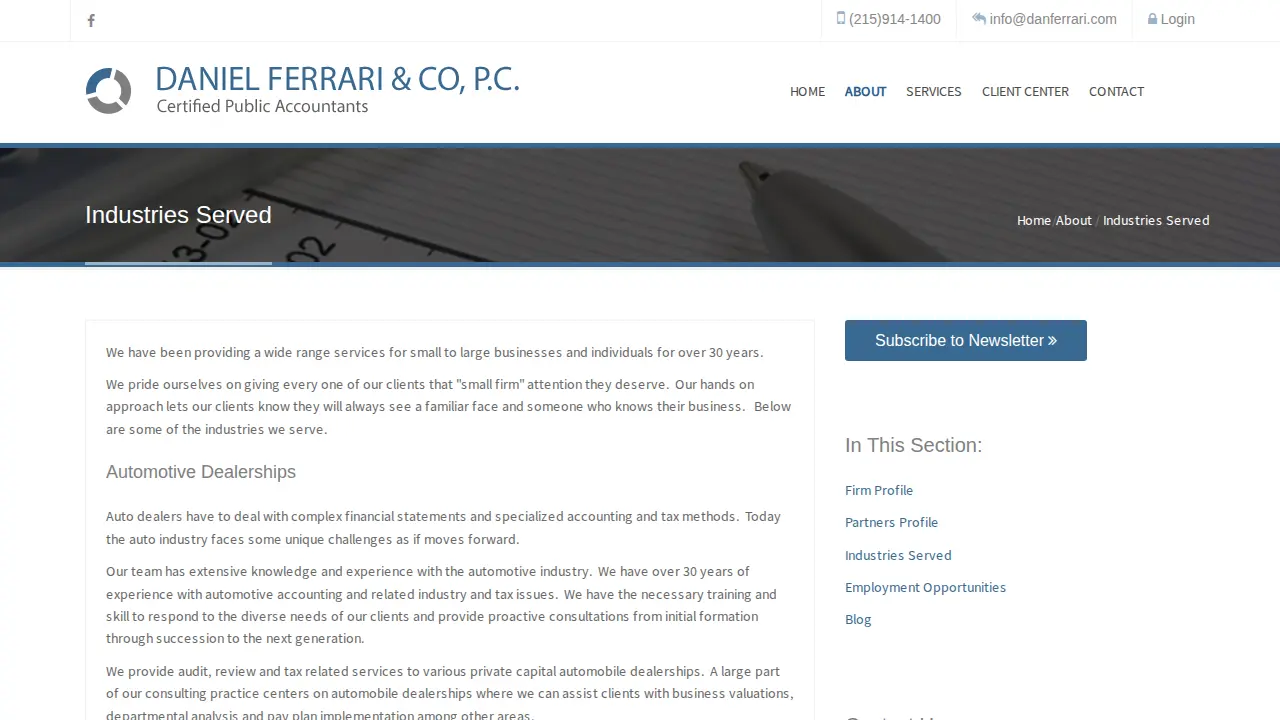 Daniel Ferrari & Co PC page