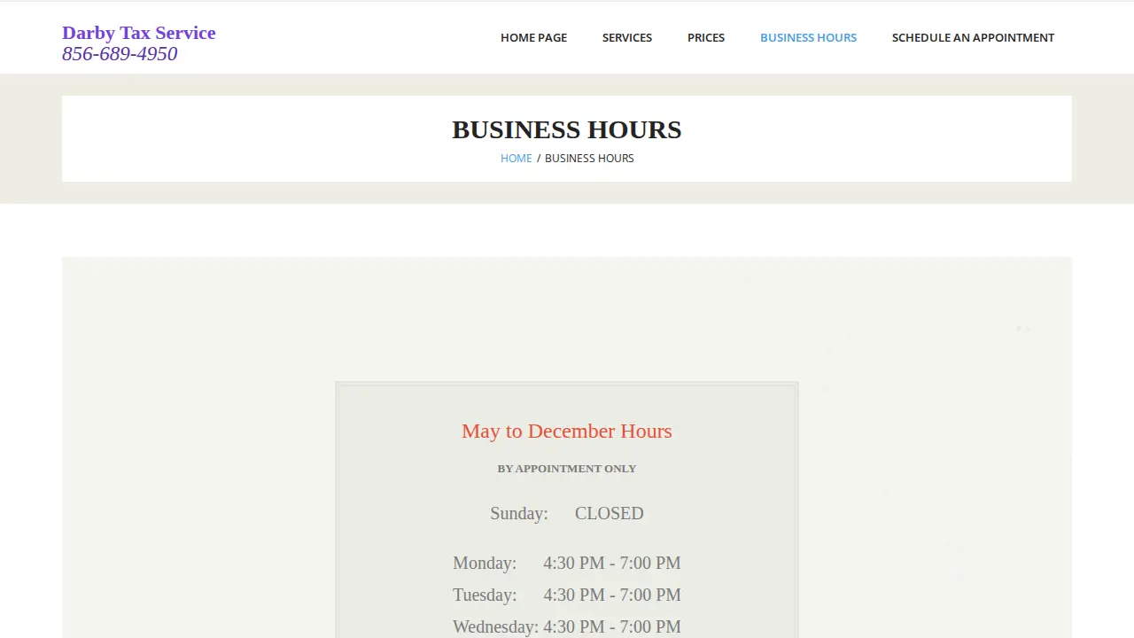 Darby Tax Service page
