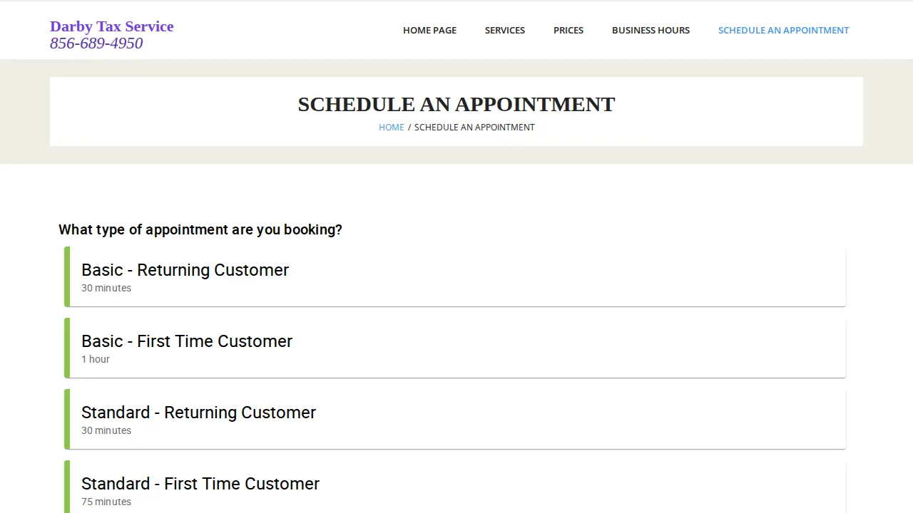 Darby Tax Service page