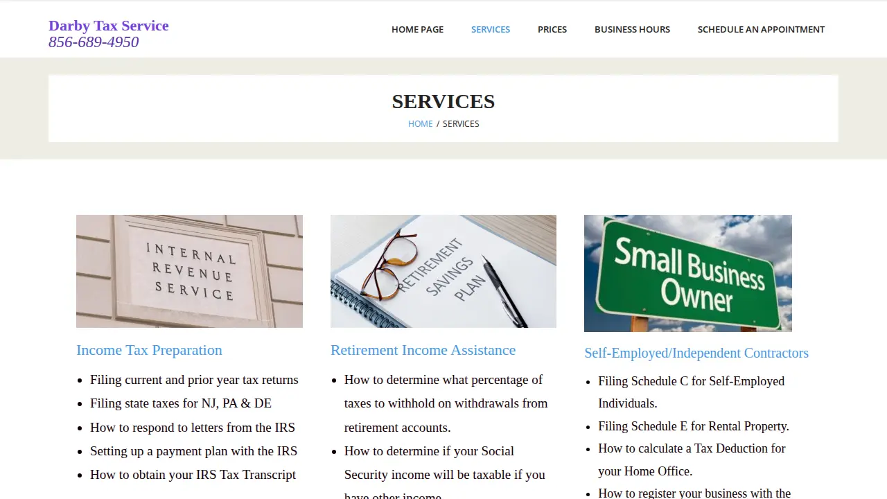 Darby Tax Service page