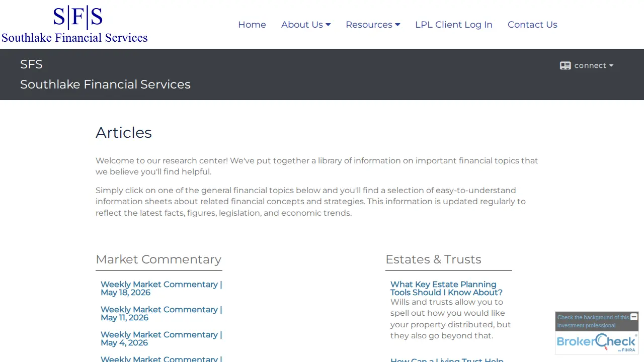 Southlake Financial Services page