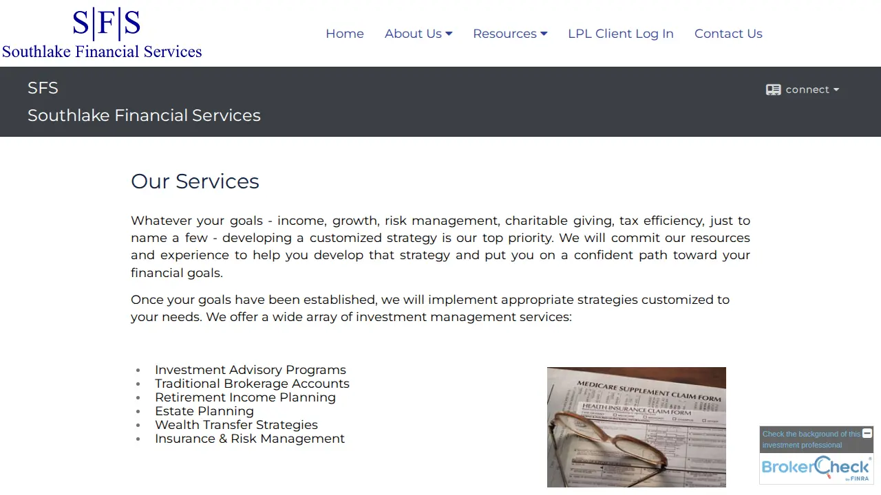 Southlake Financial Services page