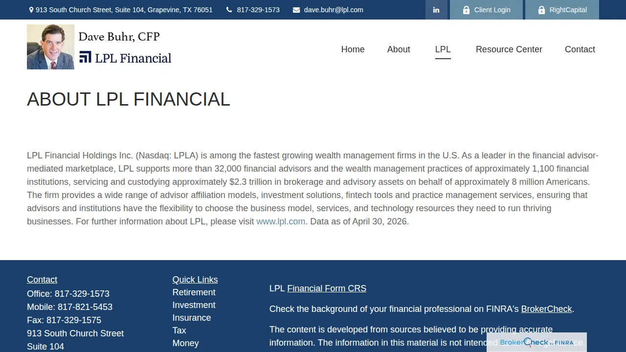 LPL Financial Dave Buhr, CFP page