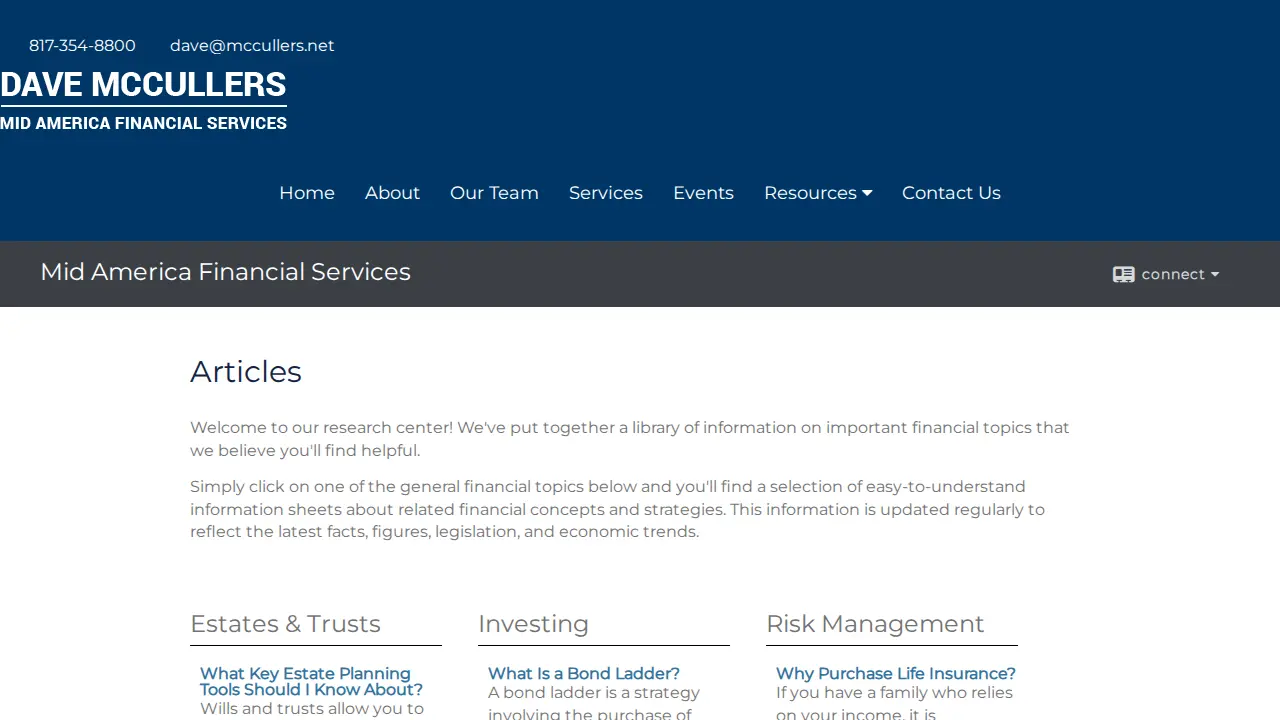 Mid America Financial Services page