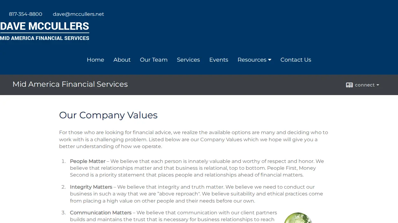 Mid America Financial Services page