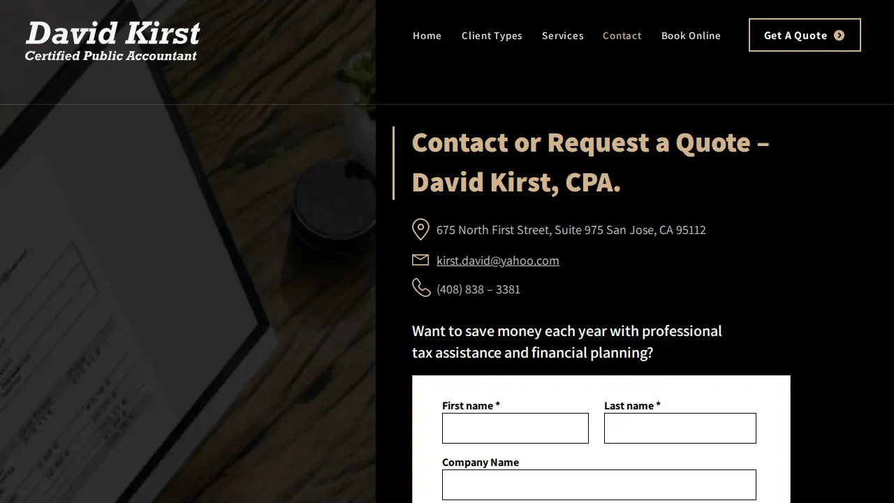David Kirst, CPA | San Jose Tax Preparation Expert page