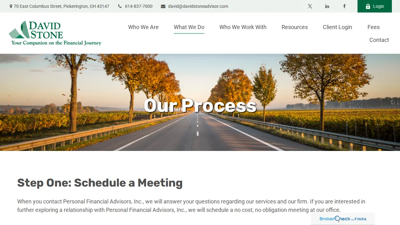 Personal Financial Advisors page