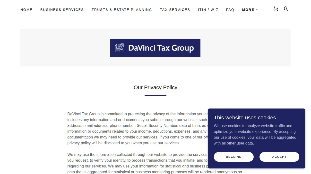 DaVinci Tax Group page