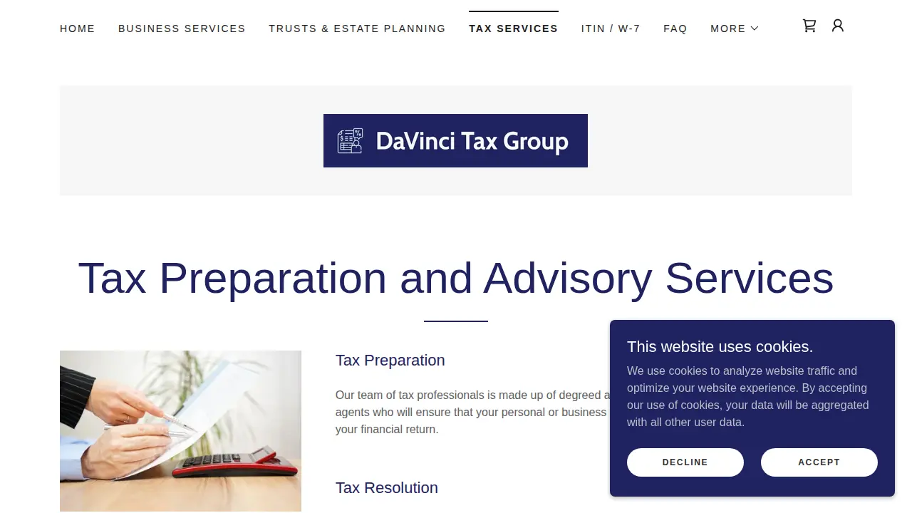 DaVinci Tax Group page