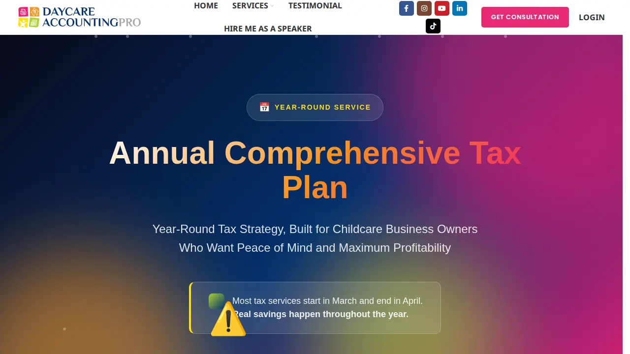 Daycare AccountingPRO page