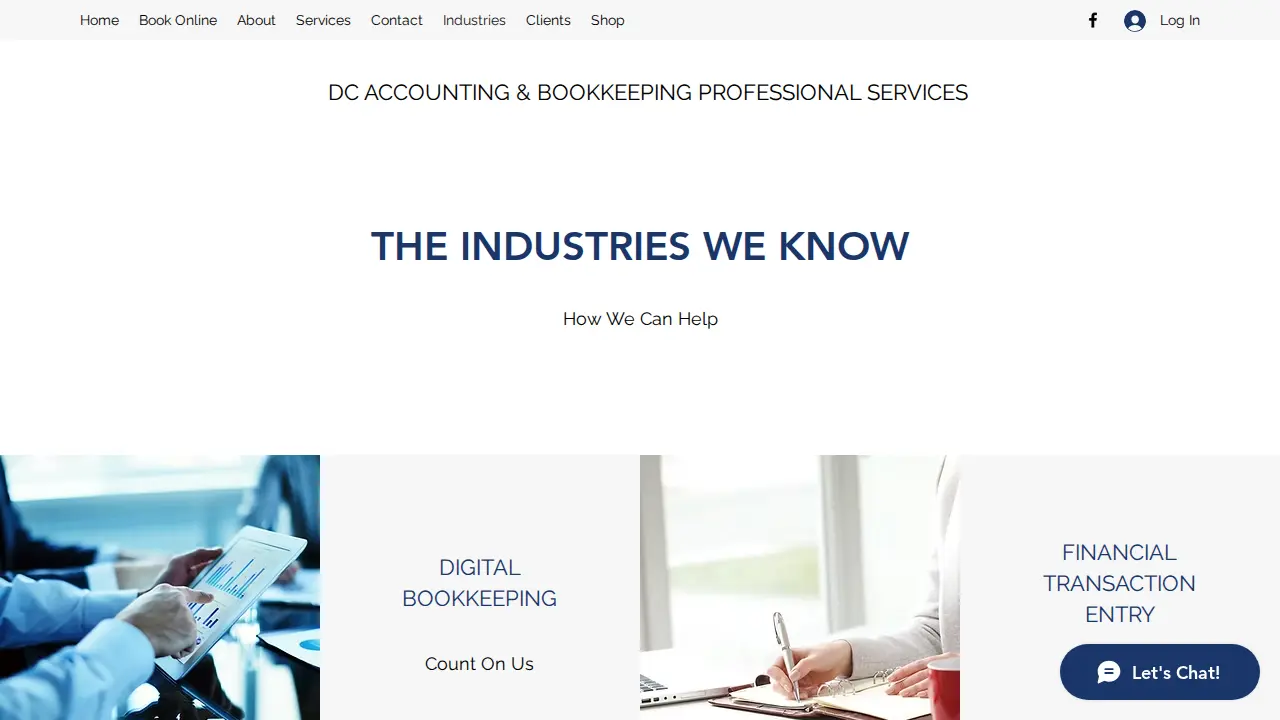 DC Accounting & Bookkeeping Professional Services page