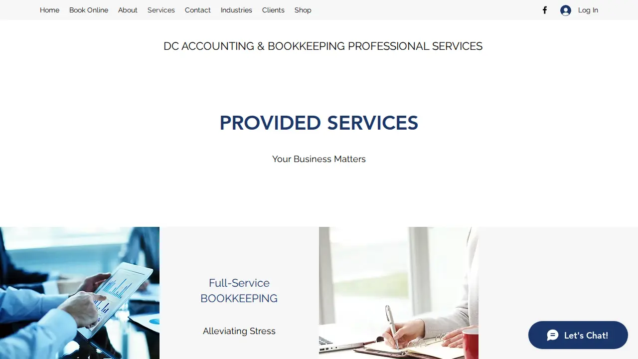 DC Accounting & Bookkeeping Professional Services page