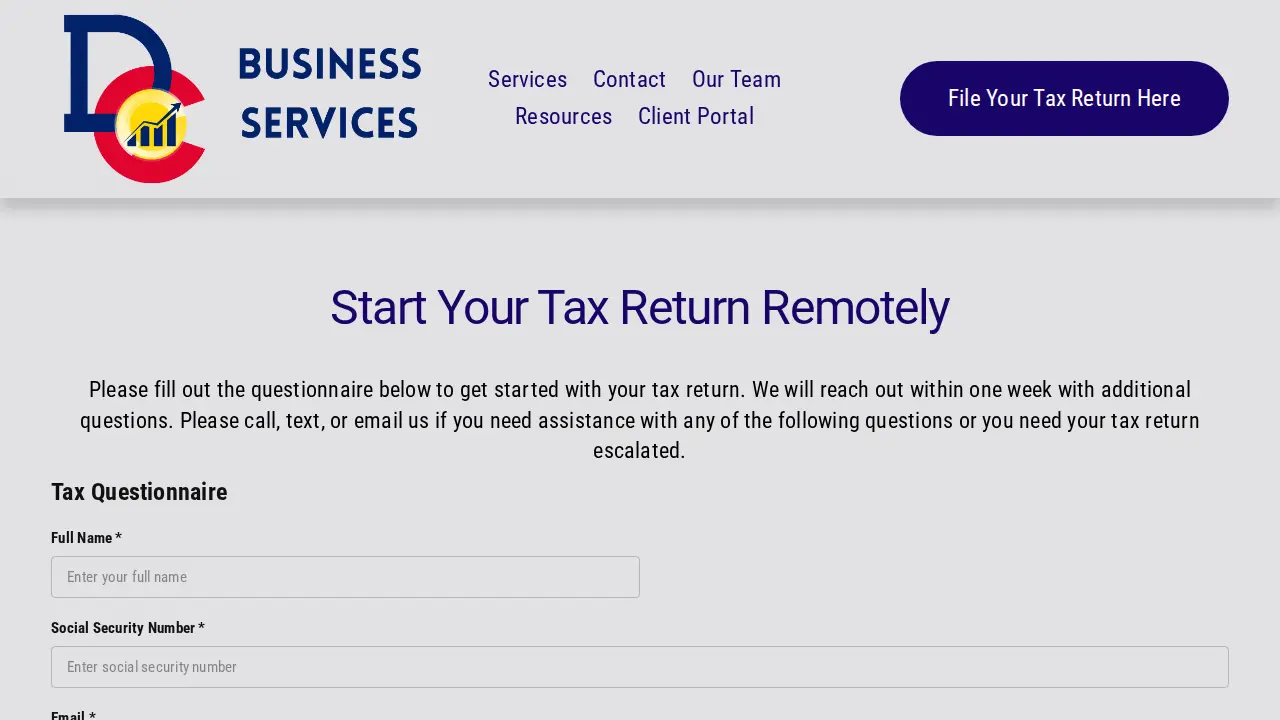 DC Business Services page