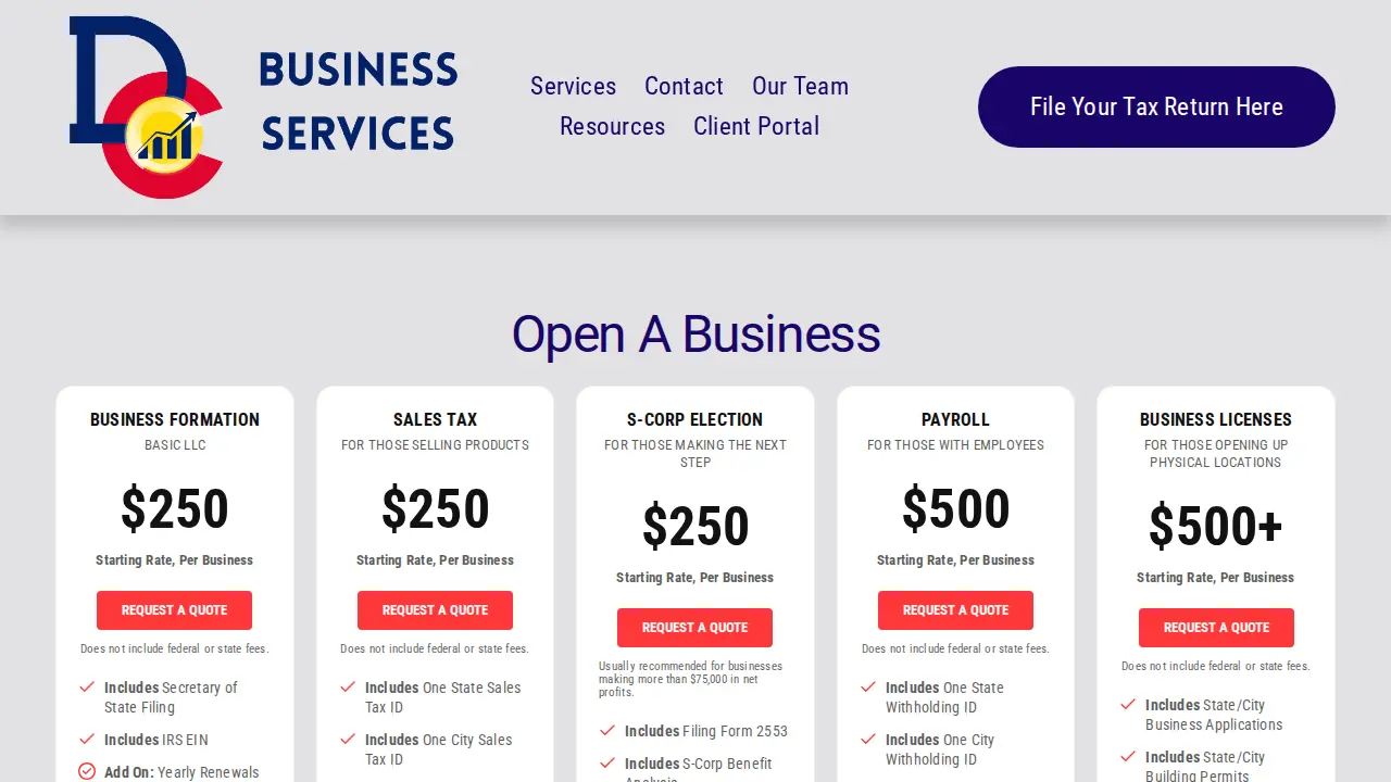DC Business Services page