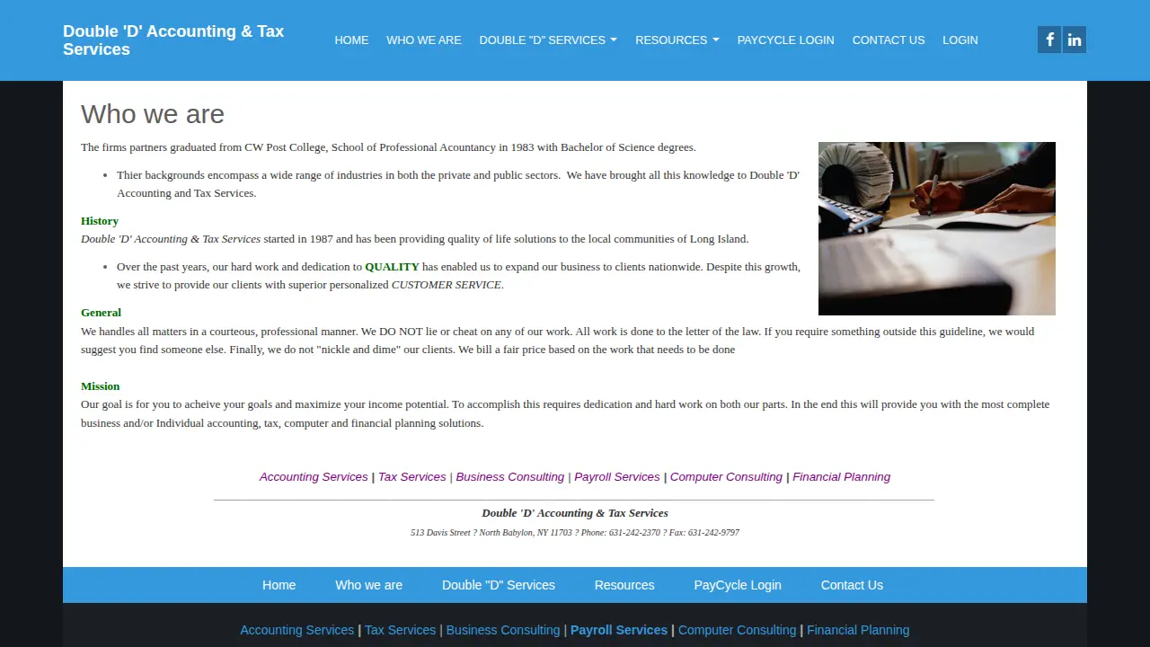 Double D Accounting & Tax Services page