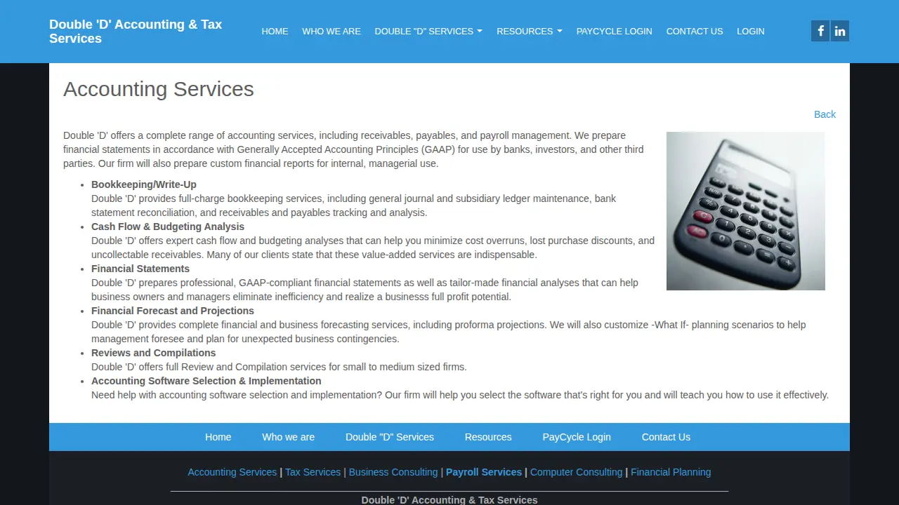 Double D Accounting & Tax Services page