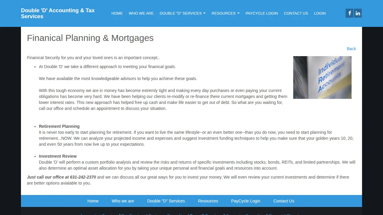 Double D Accounting & Tax Services page
