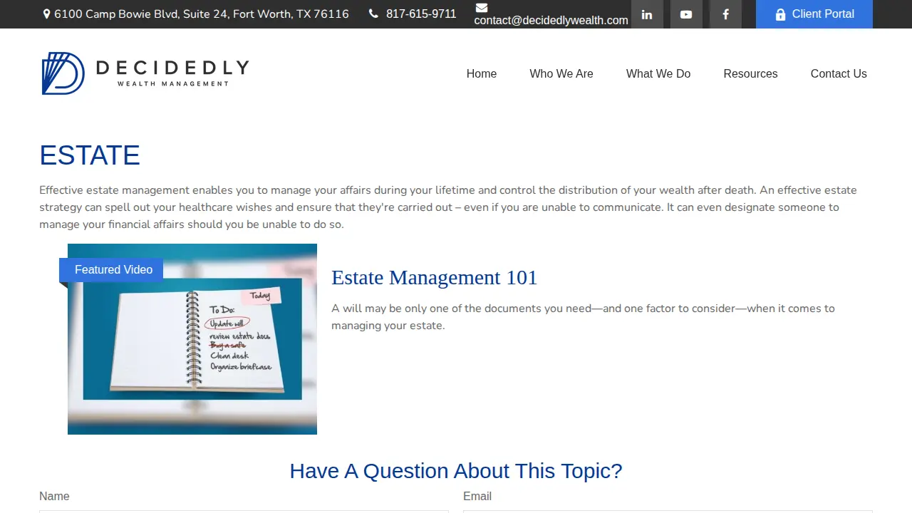 Decidedly Wealth Management page