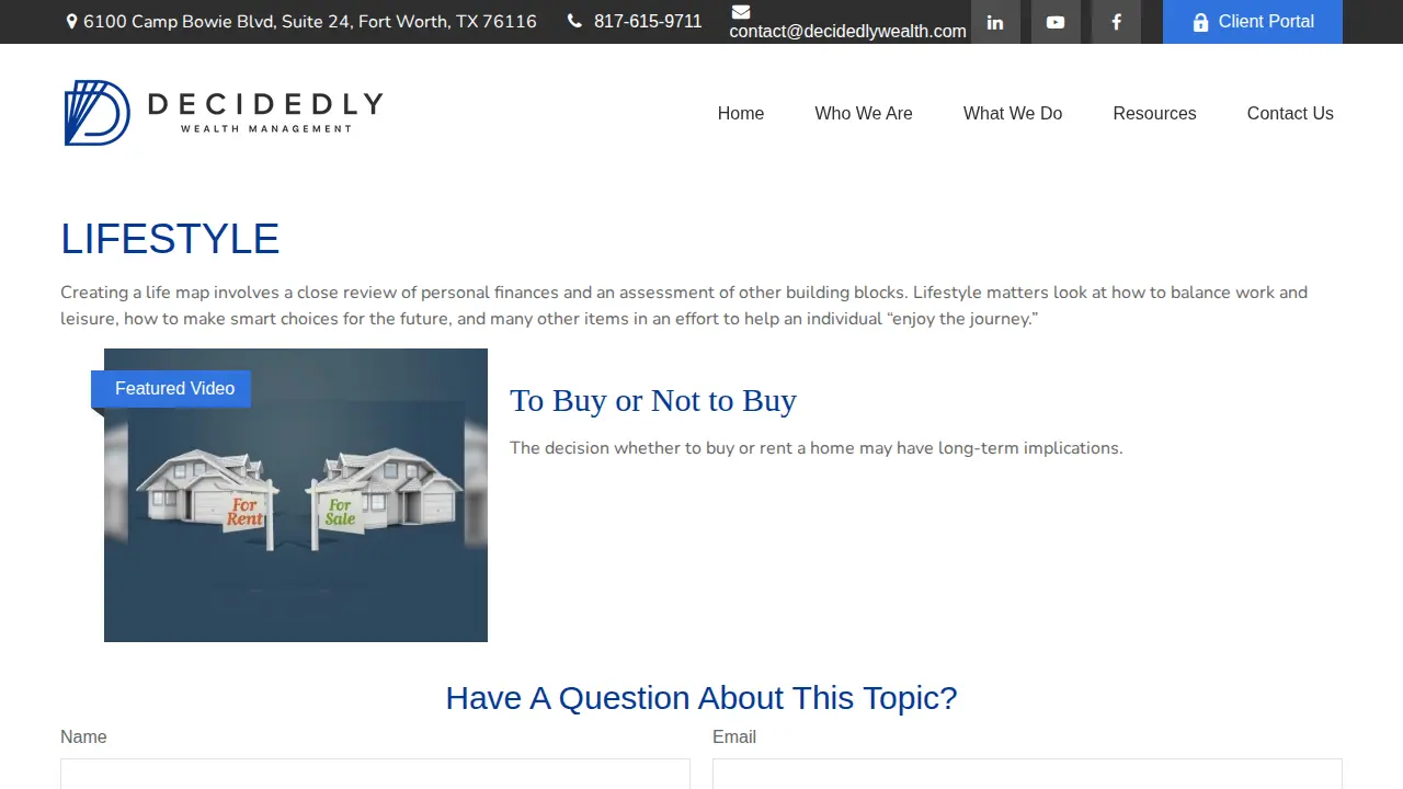Decidedly Wealth Management page