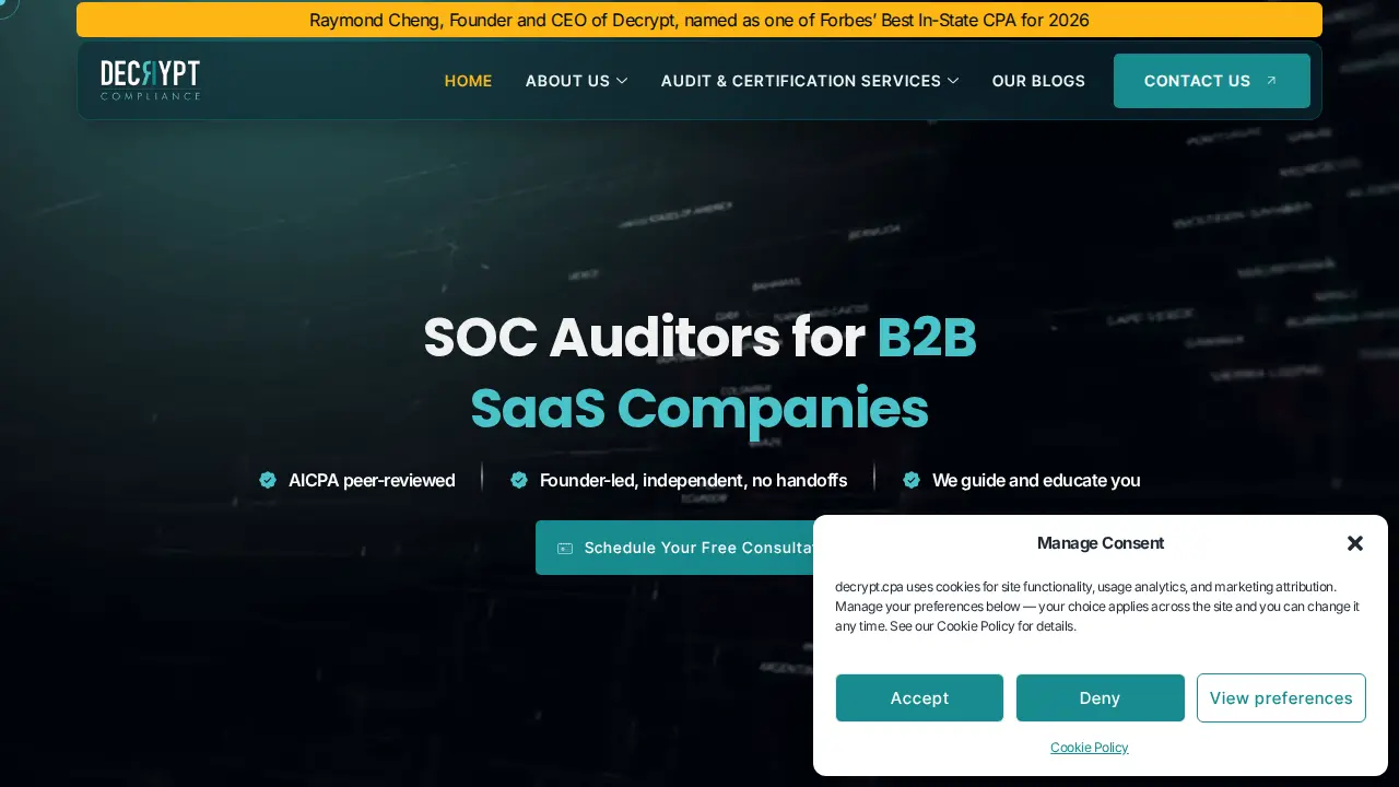 Decrypt Compliance page