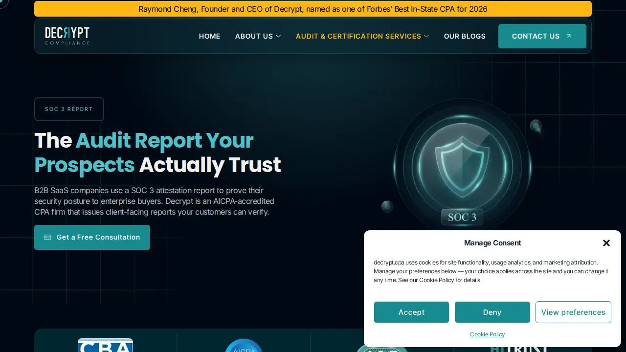 Decrypt Compliance page