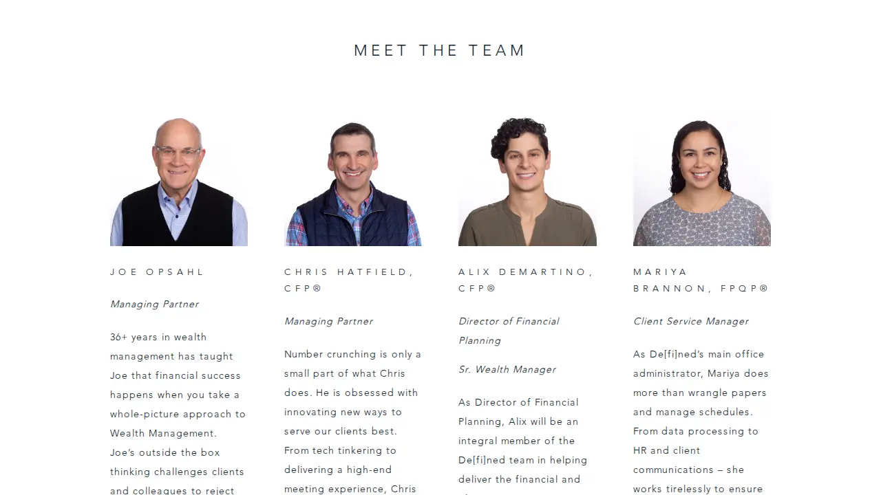 De[fi]ned Wealth Management page