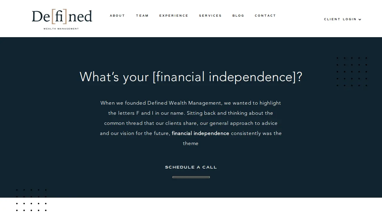 De[fi]ned Wealth Management page