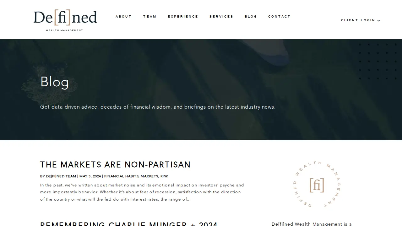 De[fi]ned Wealth Management page