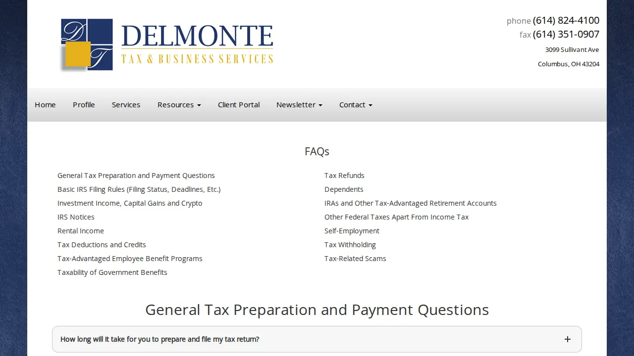 Delmonte Tax & Business Services page