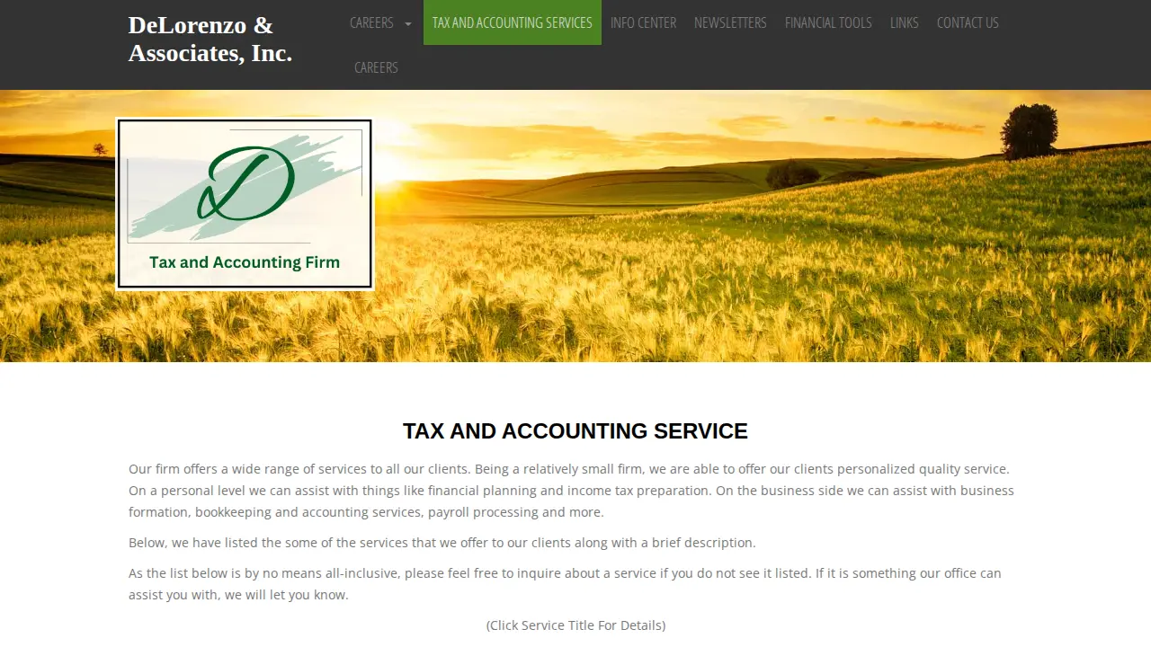 Delorenzo & Associates Inc page