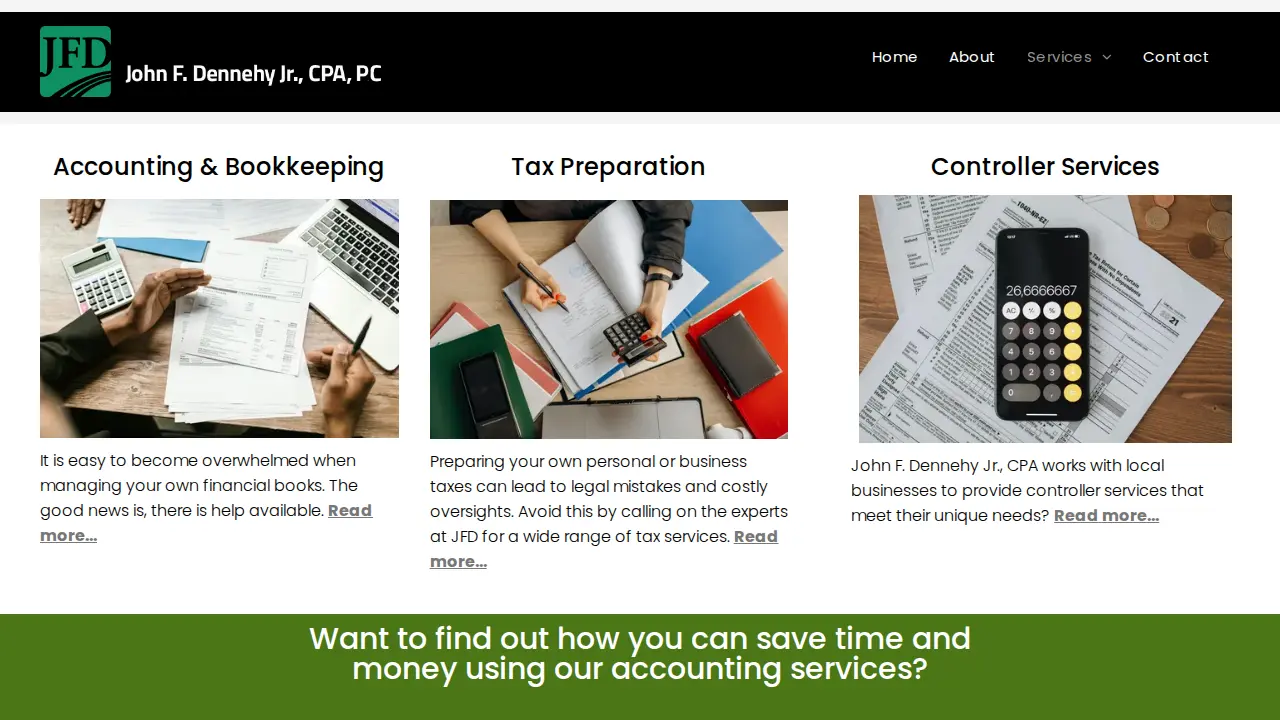 John F Dennehy Jr, CPA, PC page
