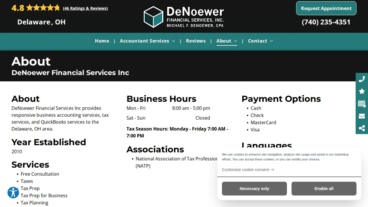 DeNoewer Financial Services Inc page