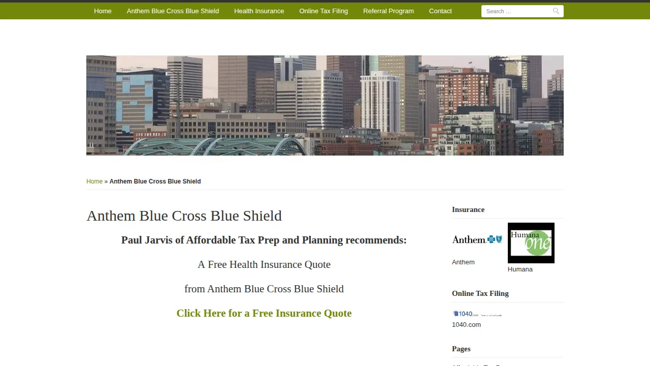 Affordable Tax Prep & Planning page