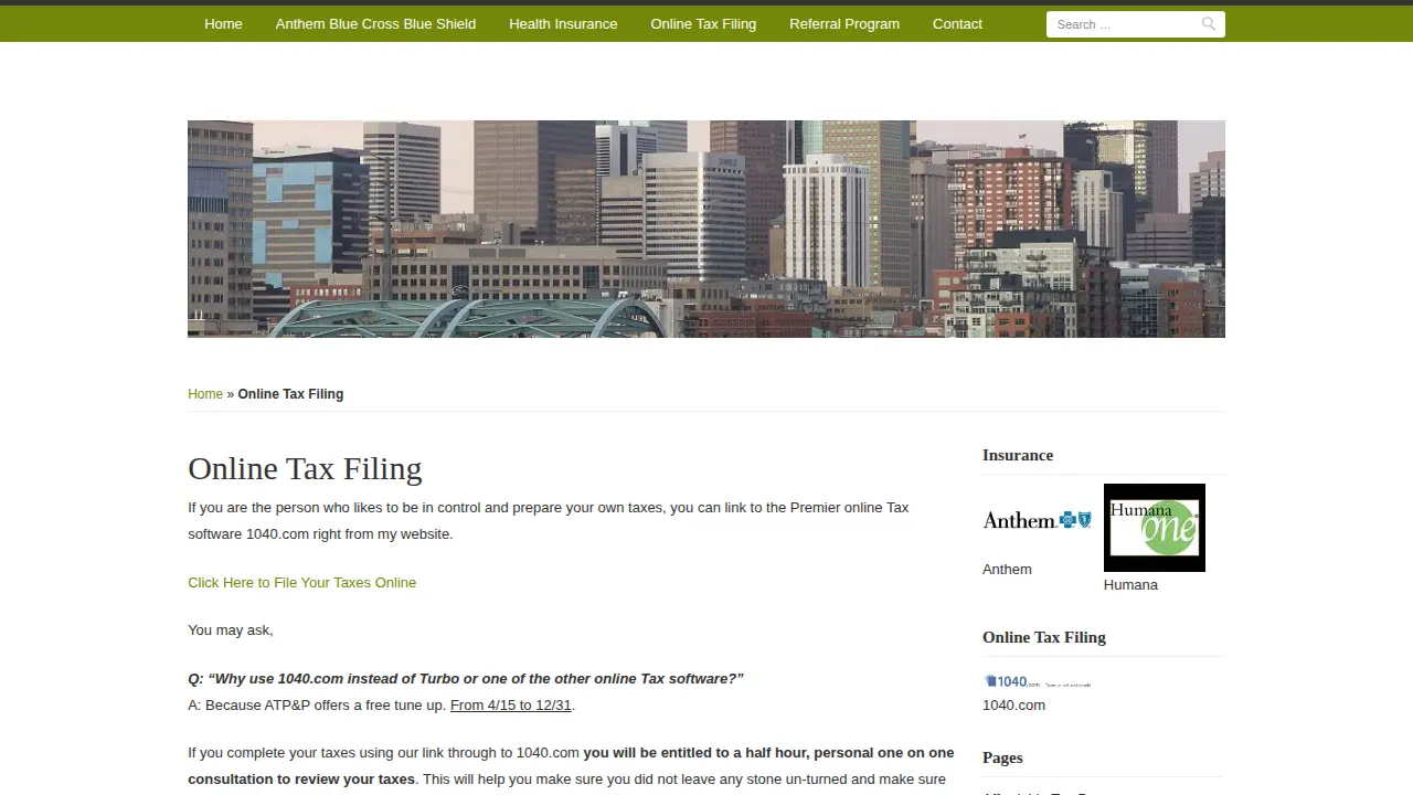 Affordable Tax Prep & Planning page
