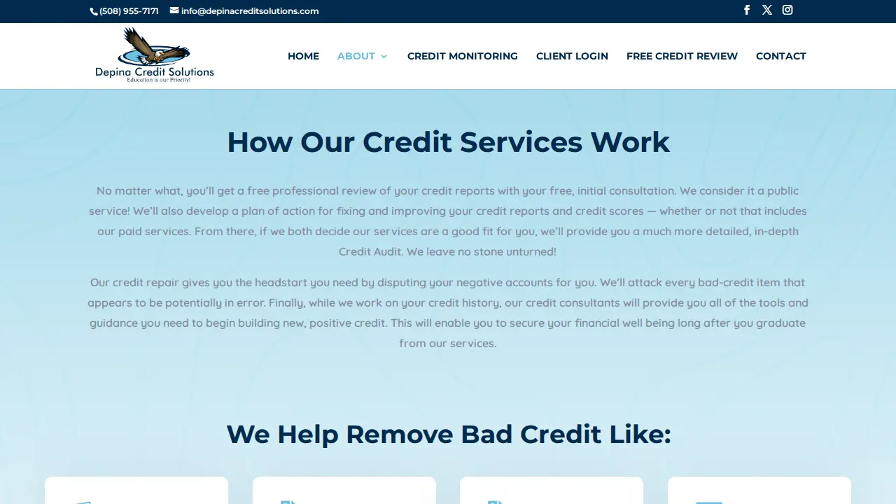 DEPINA CREDIT SOLUTIONS page