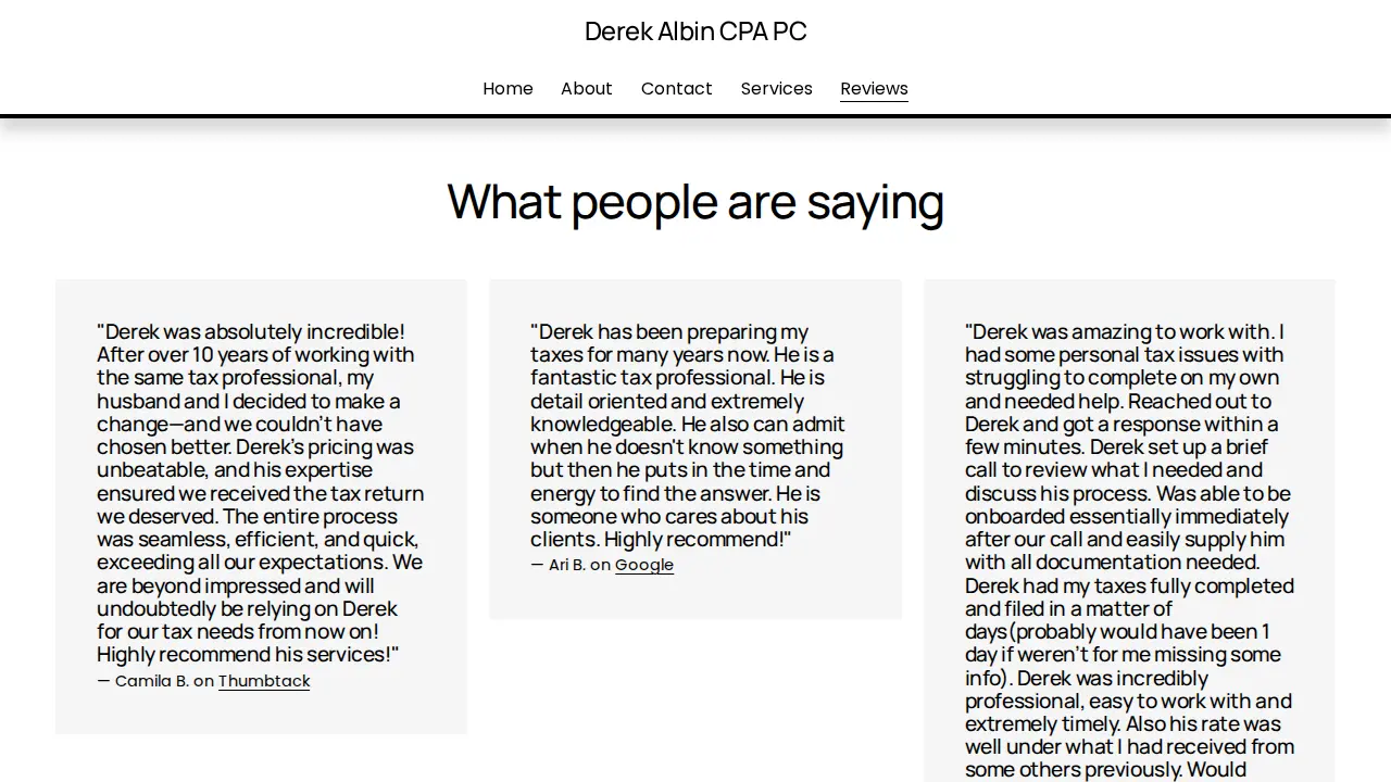 Derek Albin CPA PC page