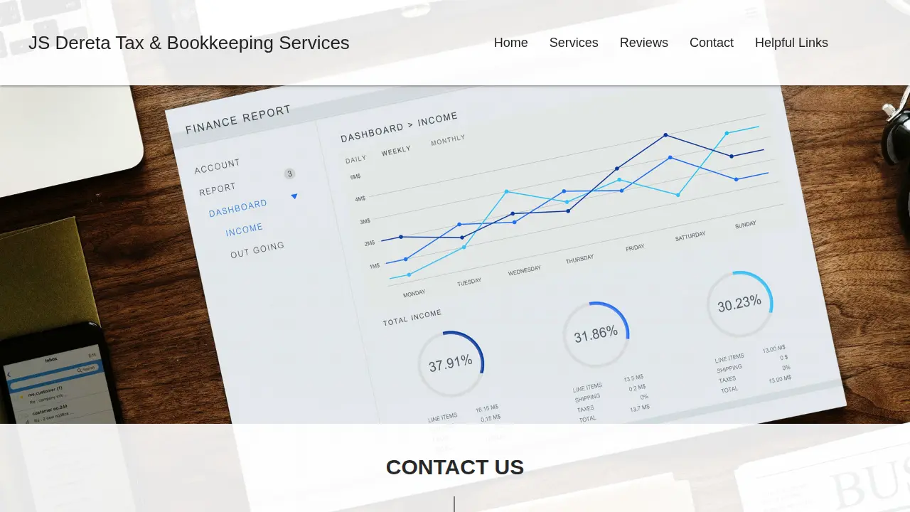 JS Dereta Tax & Bookkeeping Services page