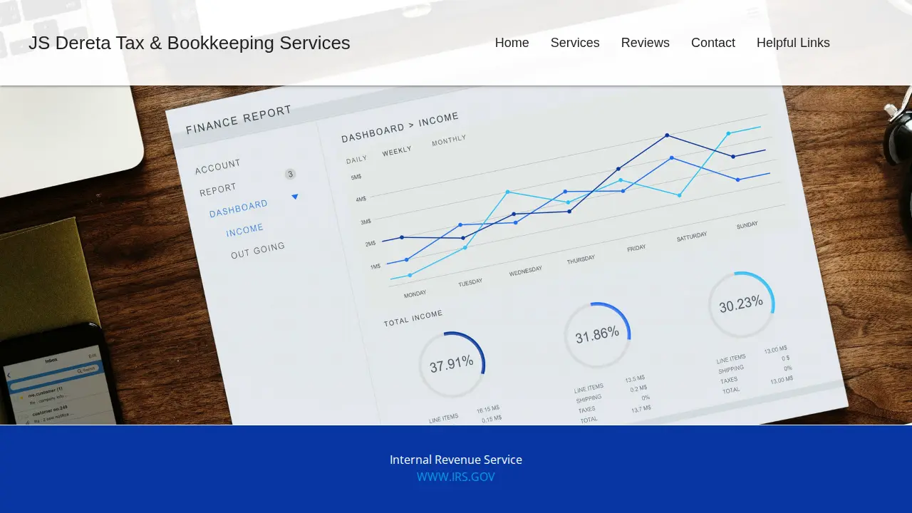 JS Dereta Tax & Bookkeeping Services page
